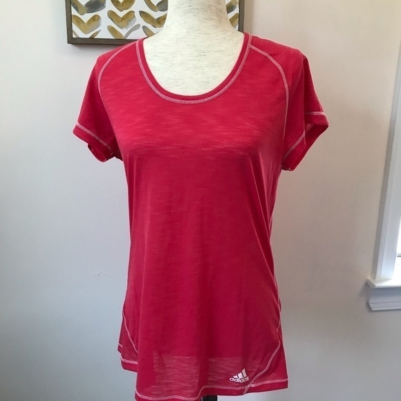 Adidas lightweight hot pink workout t-shirt size Large - Picture 1 of 10